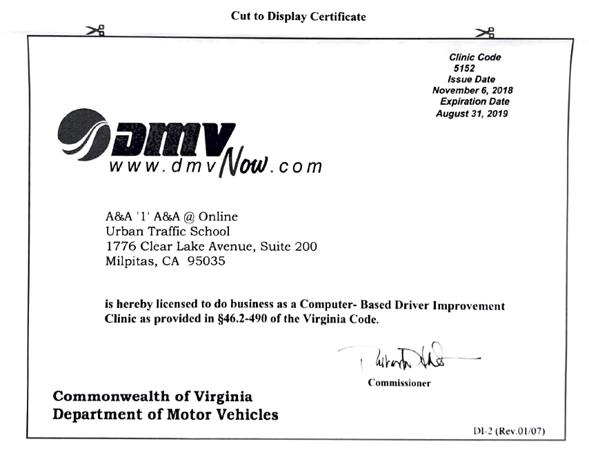 Urban Traffic School DMV Traffic School License